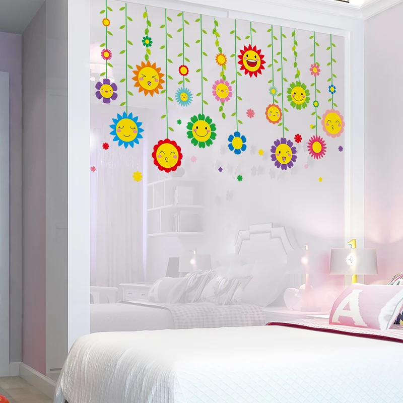 3pieces Flowers Ornaments Wall Stickers DIY Plant Wall Decals for