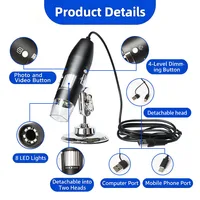 USB Digital Microscope,real 50X-1000X,8 LED Magnification Endoscope Camera with Carrying Case & Metal Stand,soldering microscope 2