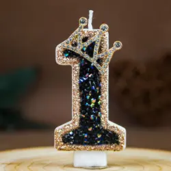 Elegant Black and Gold Glitter Number Candles (1)