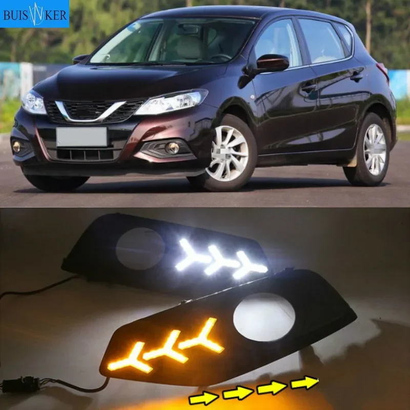 

1 пара для Nissan Tiida 2016-2019 12V Авто Светодиодный дневной светильник лампа DRL Противотуманные лампы