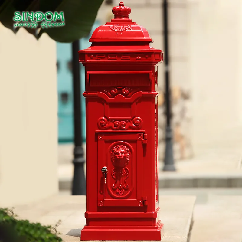 Large Standing Lock Mailbox for Letters Retro Outdoor Post