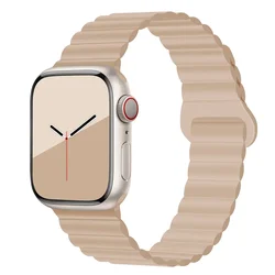 Enhanced Sports Silicone Strap with Magnetic Bracelet for Ultra 3 - 2 - 1 49MM (Milk tea)