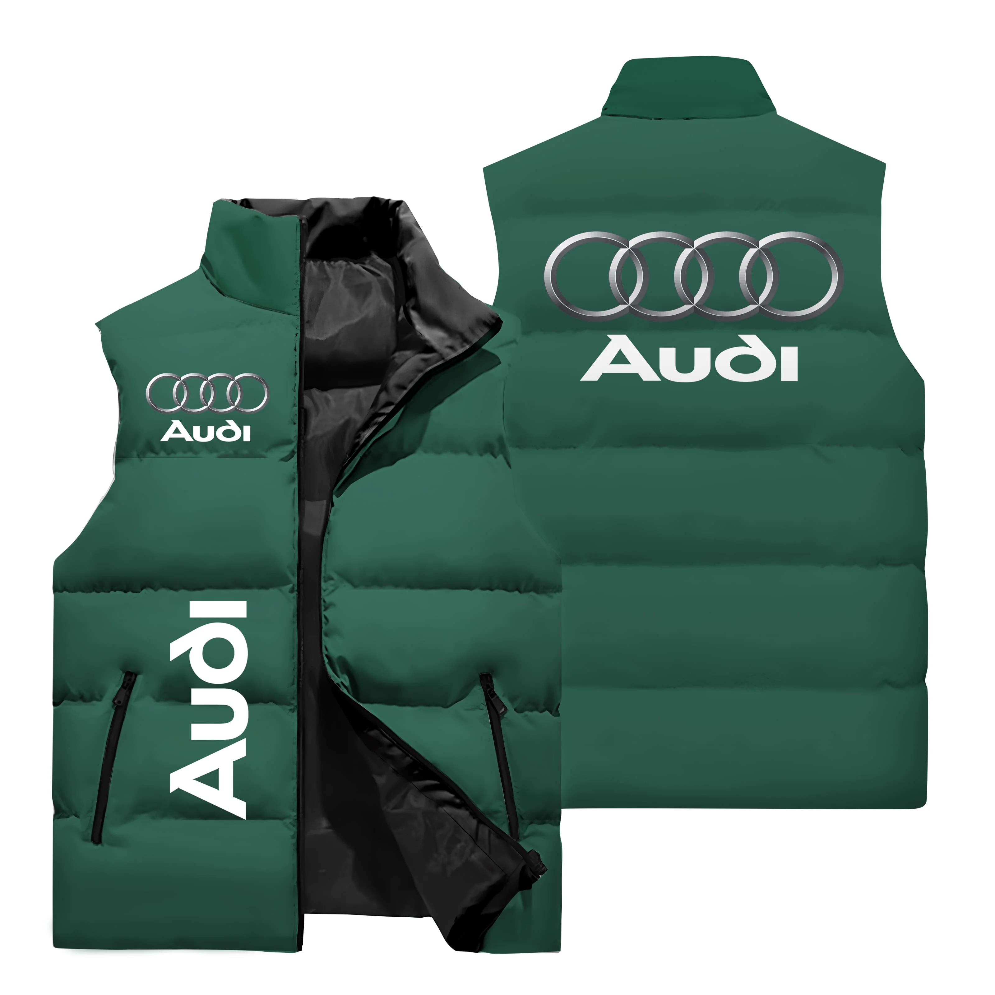 2025 Audi Men's Vest Audi Car Logo 3D Printed Sleeveless Jacket Warm Racing Vest Fashion Oversized Men's Riding Motorcycle Vest 4