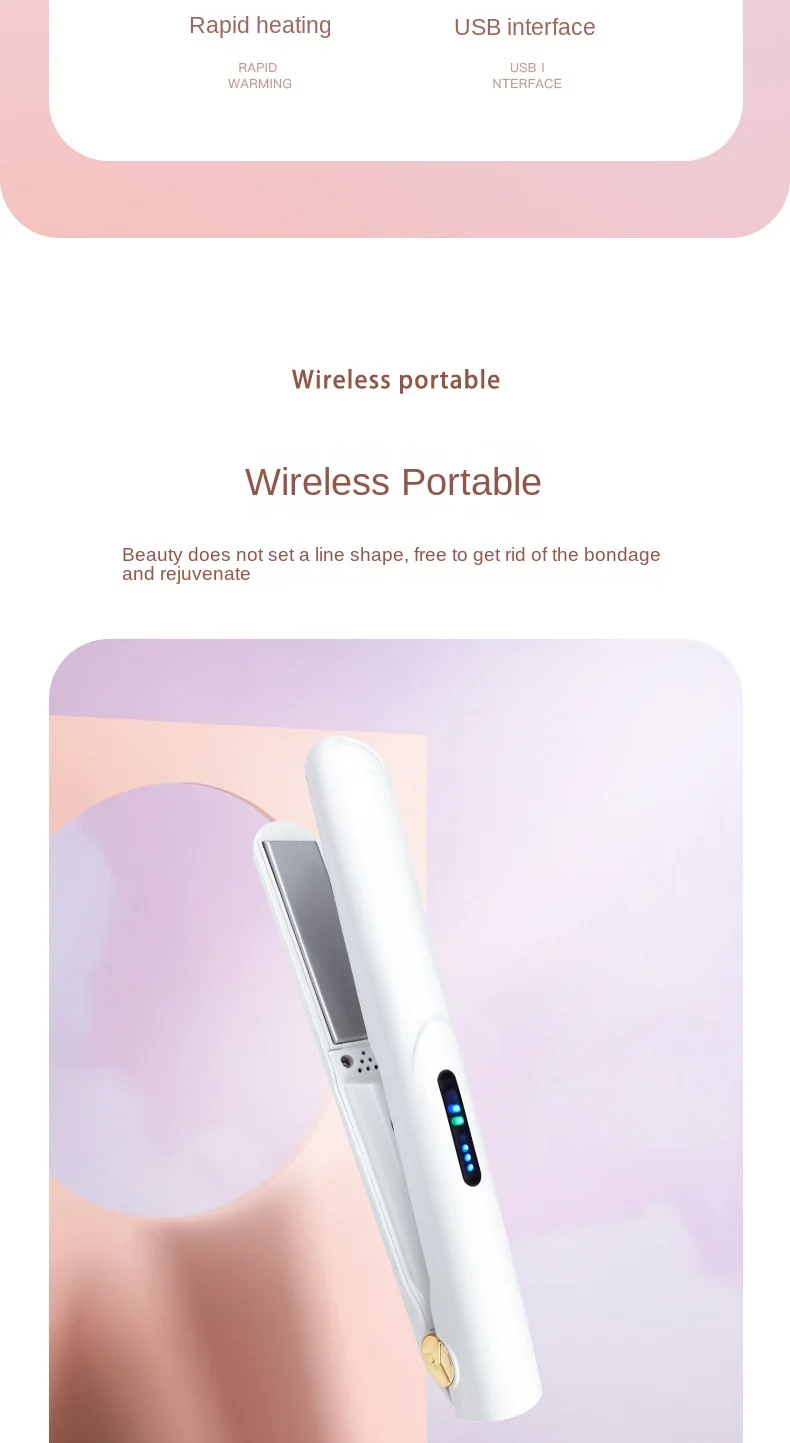 Description Picture 4 of itemMini Wireless Hair Straightener Charging Portable USB Clamp Bangs Curling and Straightening Dual-purpose Hair Straightener ???