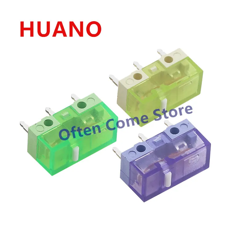 Huano-botão do Interruptor do Mouse Ponto Branco Transparente Roxo Verde Amarelo 90m 100m 120 Milhões de Cliques Novo 10 Pcs