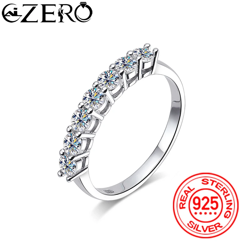 

ALIZERO 3mm D Color Moissanite Rings 100% 925 Sterling Sliver Ring For Women Wedding Engagement Band Sparkling Jewelry