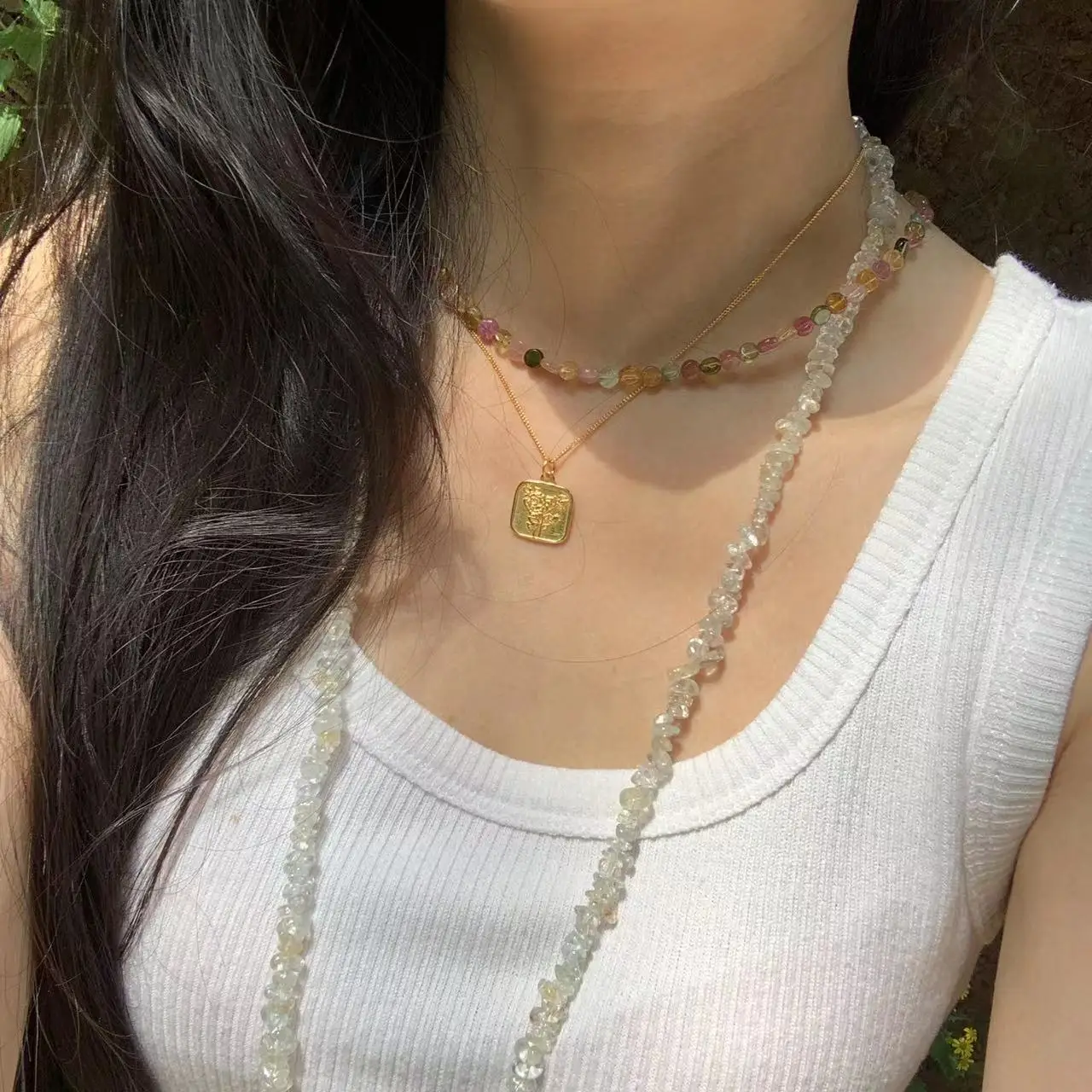 80CM Natural TOPAZ Necklace Gemstone Women High Quality Jewelry Design Handmade