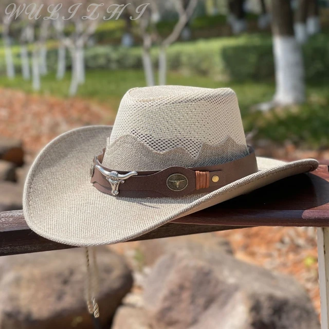 100% Paper Straw Western Cowboy Hat For Women Men Wide Brim Summer Panama Sun  Hat Sombrero Hombre Lifeguard Hats