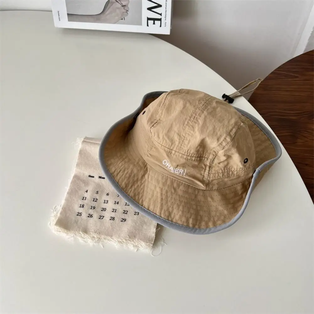 Ins Summer Baby Bucket Hat Korean Letter UV Protection Children Sunhat Quick-dry Outdoor Fisherman Hat Boys Girls