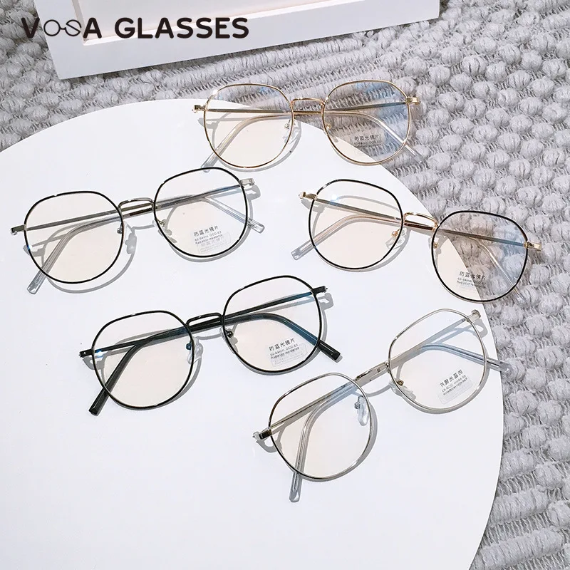 

Anti Blue Light Anti Blocking Filter Glasses Women Mens Reading Computer Glasses Retro Metal Transparent Eyewear 5 Colors