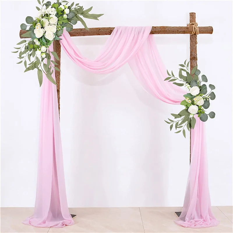 2 Pcs Artificial Wedding Arch Flowers Kit Wedding Flowers Garlands Silk Peony Flower Swag Welcome Sign Floral for Ceremony Party
