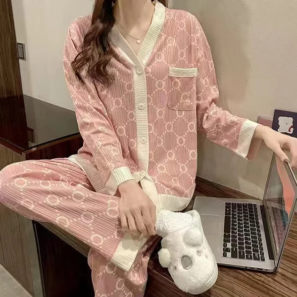 2022 New Pyjamas Home Suit Korean Sleepwear Pajamas Women Autumn Pijama Pyjamas Long Short Sleeve 2 Piece Set Nightwear
