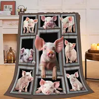 Cute Piggy Blanket Pink Fleece Blanket Super Soft Comfortable Warm Piggy Decorative Bedding for Boys and Girls Gift 1