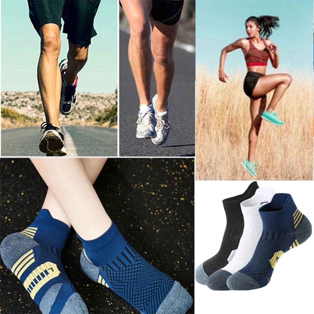 3Pair Professional Fitness Sports Socks Towel Bottom Non-Slip Running Socks Men Women Short Quick-Drying Basketball Training