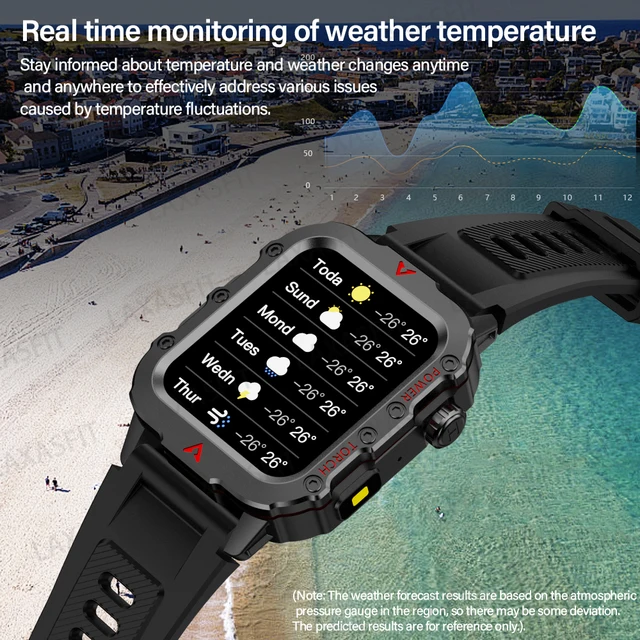 LAXASFIT 2024 Outdoor Military Men's Smart Watch Bluetooth Talk Sports Heart Rate Monitor Smart Watch Android IOS 5
