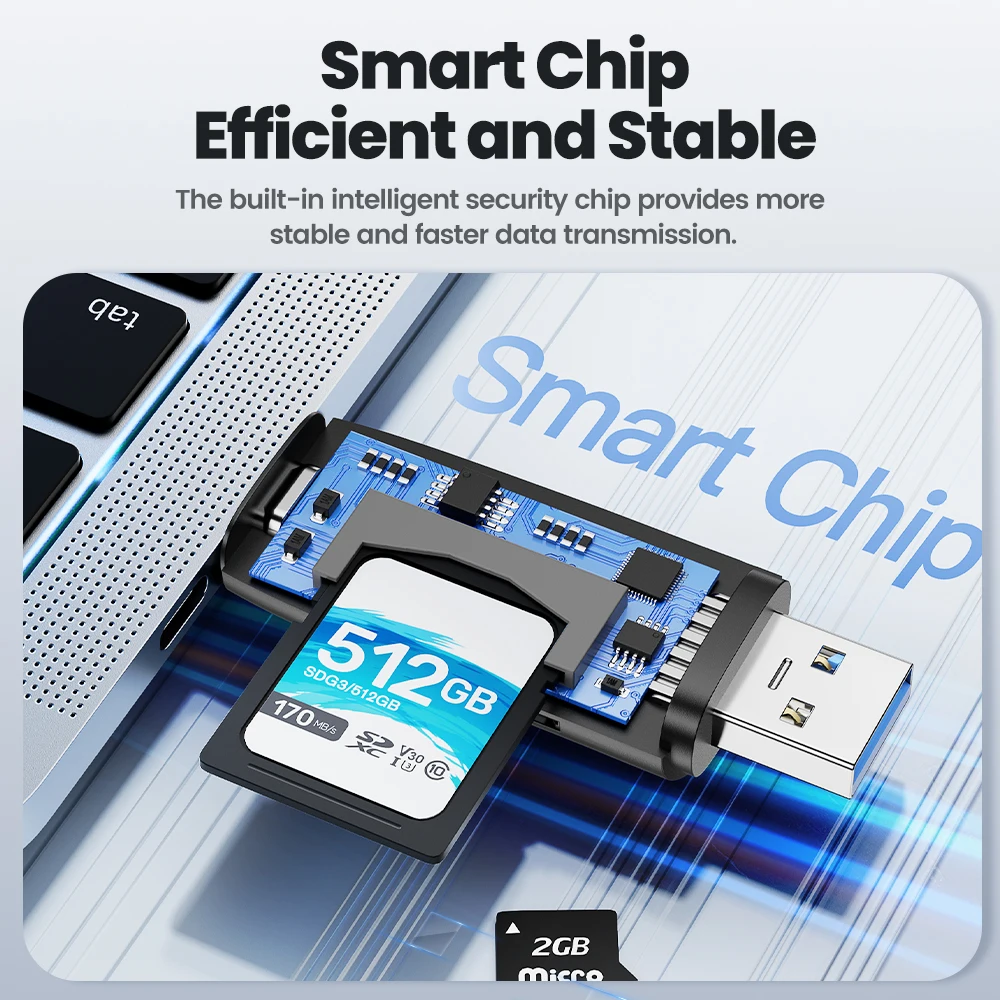Toocki 스마트 메모리 카드 리더, USB 3.0, USB C에서 SD 마이크로 TF 카드 어댑터, PC 노트북 액세서리, 2 인 1 SD 카드