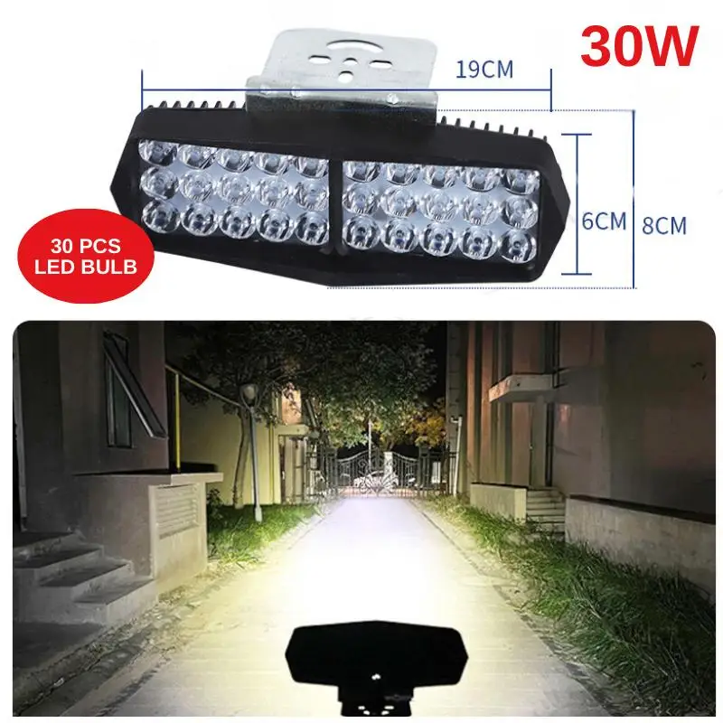 Faro per Bici Elettrica E-Bike 30 LED Alta Luminosità Impermeabile 12V-80V per Pendolarismo Quotidiano e Ciclismo - immagine 4
