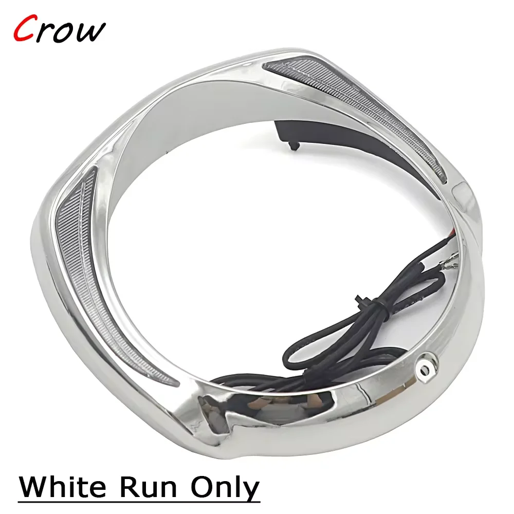 Amber Turn Signal LED Headlight Bezel Visor Trim Ring For Harley CVO Touring Electra Glide Street Glide Tri 2014-Up motorcycle led lights motorcycle accessories