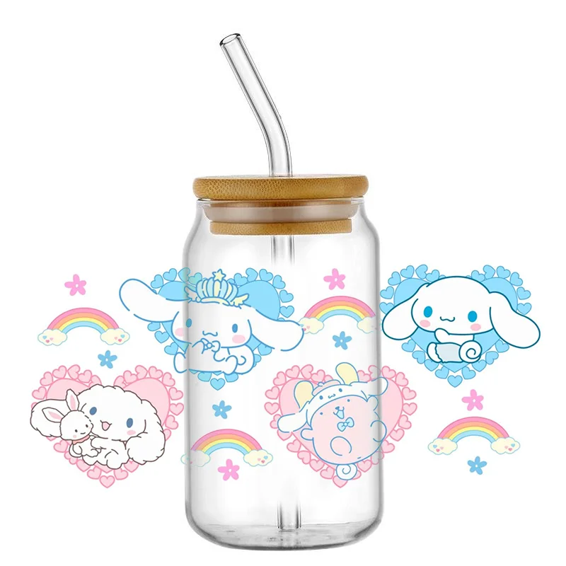 3D Stickers UV DTF Wrap Transfer Miniso 28pcs Cinnamoroll Pattern for 16oz Glass Cup Wrap