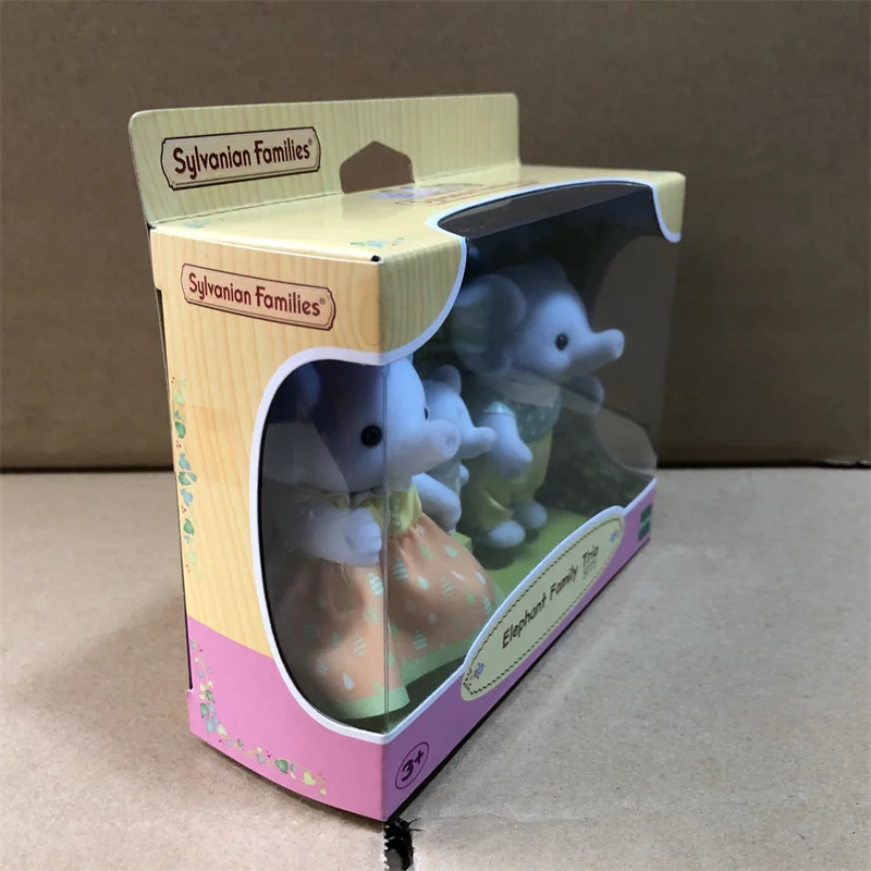 Sylvanian Families Anime Girl Figures Calico critters Furniture Set ternurines Authentic  elephant family trio 5771 3