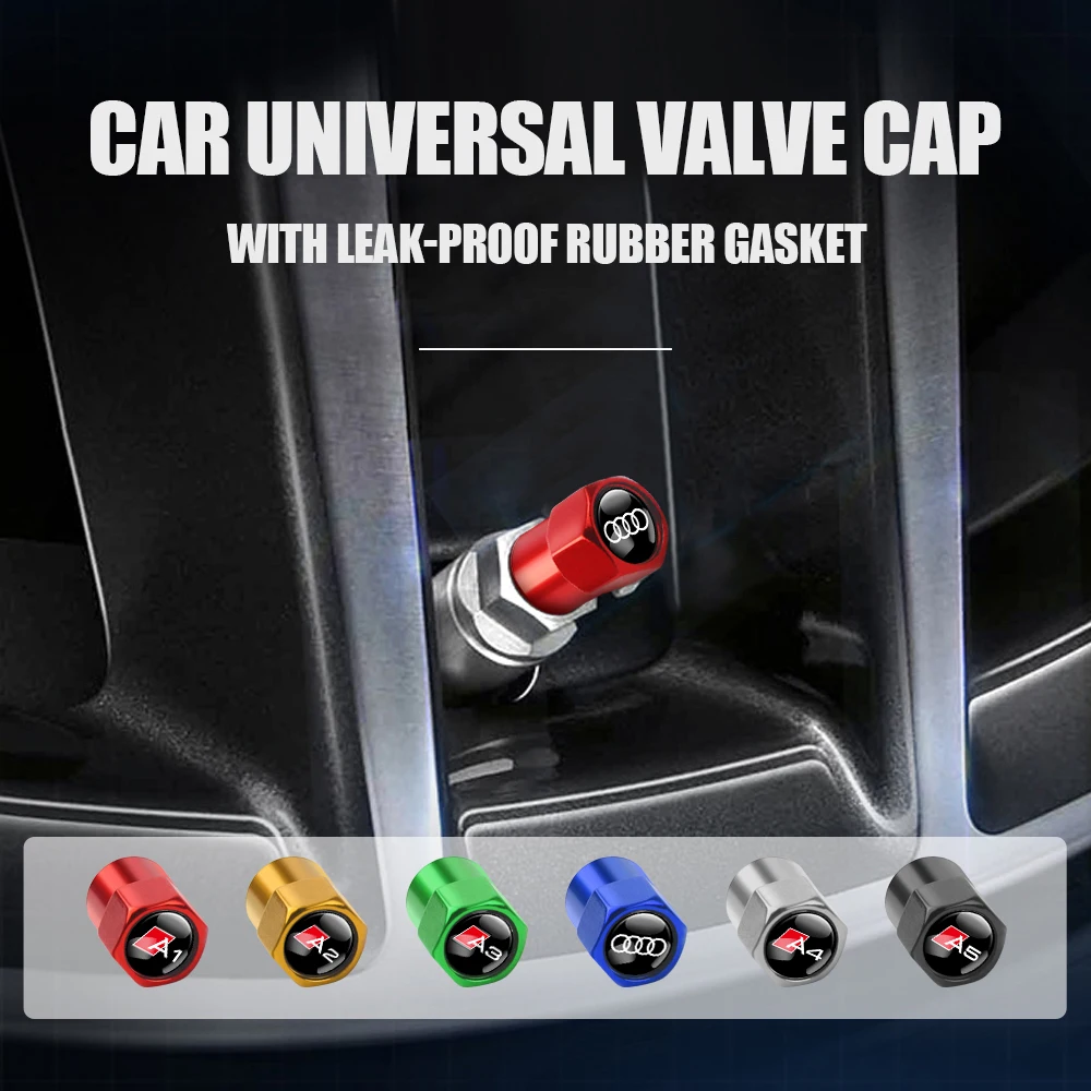 4Pcs Car Metal Wheel Tire Air Valve Core Caps Accessori Per Audi A3 A4 A5 A7 A8 A1 A2 A6 Tt Rs Sline Quattro Q2 Q3 Q5 Q7 Q8 Q4