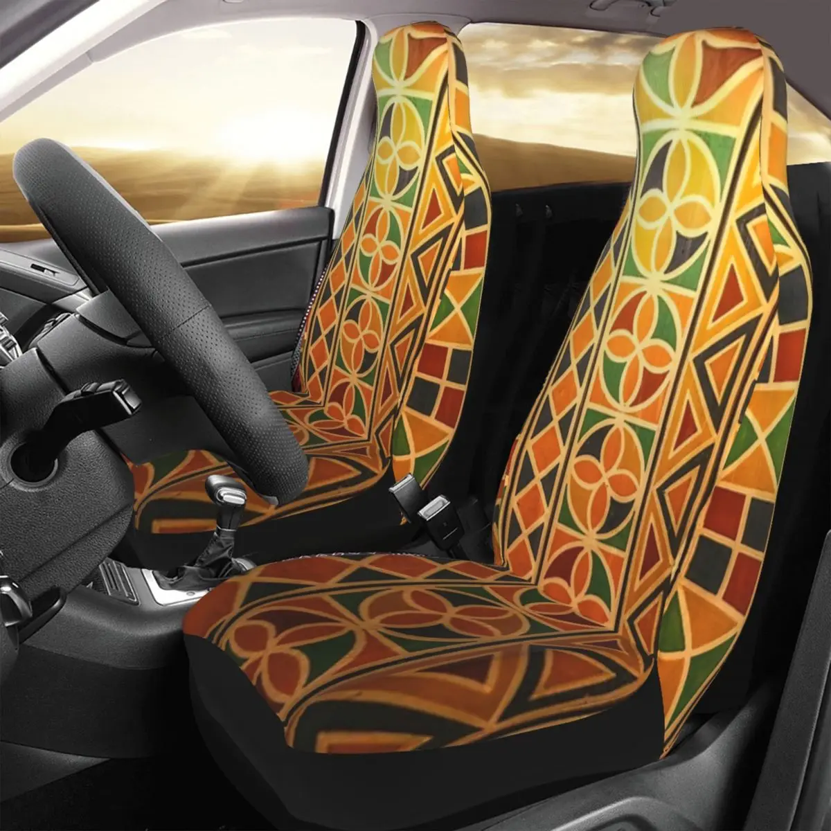 

Ancient Vintage Car Seat Cover Custom Printing Universal Front Protector Accessories Cushion Set