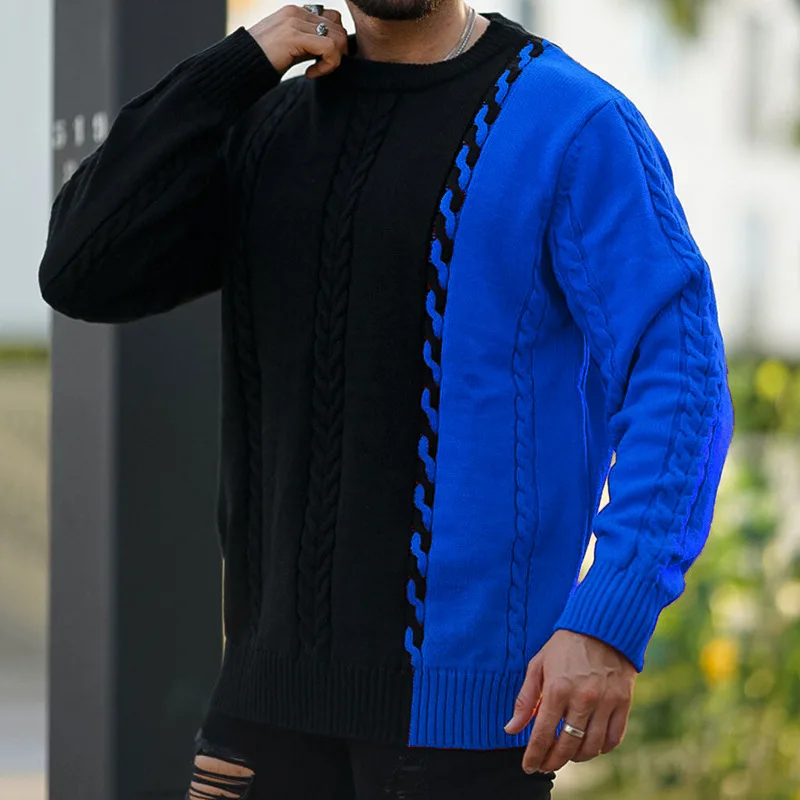 Men's Knitwear 2023 Autumn And Winter New European And American Color Round Neck Long Sleeve Knitted Pullover Top