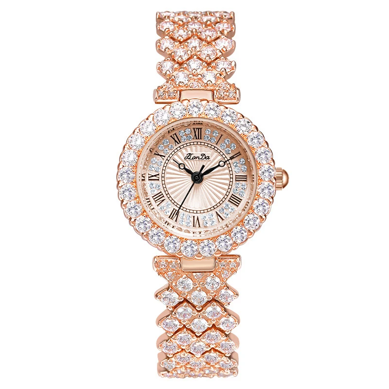 

New Luxury Rose Gold Bracelet Women's Watch Full Rhinestone Fashion Women's Watch Stainless Steel Quartz Clock Relogio Feminino