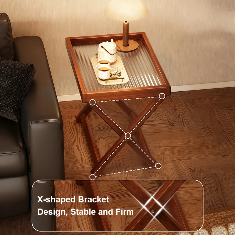 Bamboo Folding Side Table,Durable Tv Tray Bed Table,Small End Table For Living Room, Bedroom, Portable Storage Table