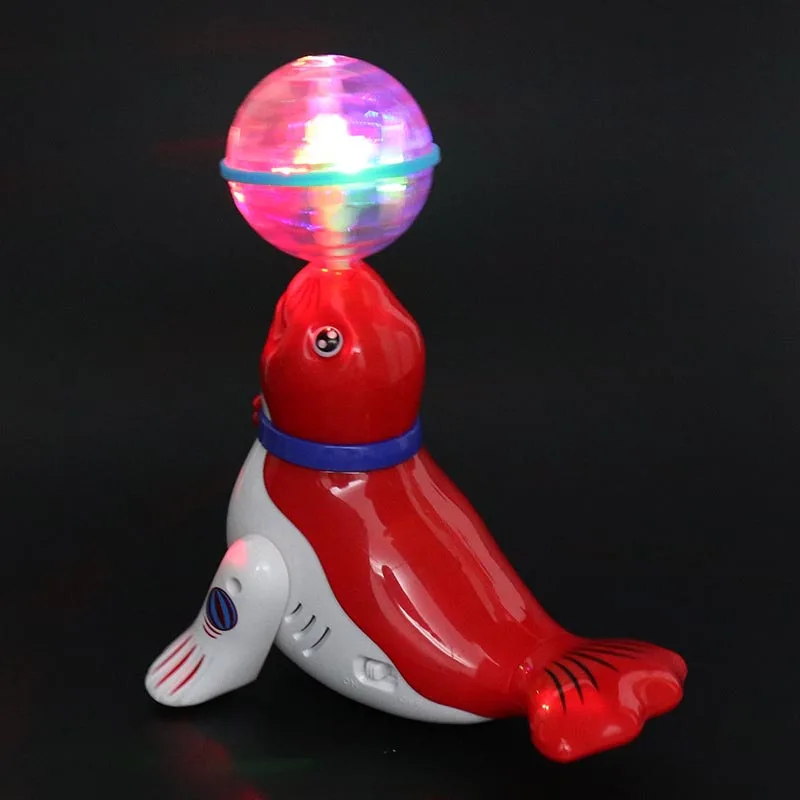 Kid Toys Top Ball Sea Lion Dolphin Electric Toys Children\'s Universal Rotating Light Music Projection Dancing Children\'s Toys