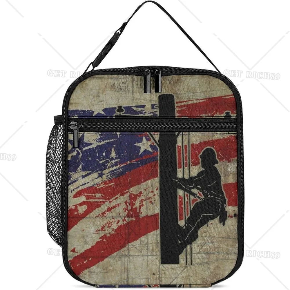 

I Love My Lineman Insulated Lunch Bag for Women Men Kids Reusable Lunch Box Tote Bags with Pocket for Work Travel School Trip