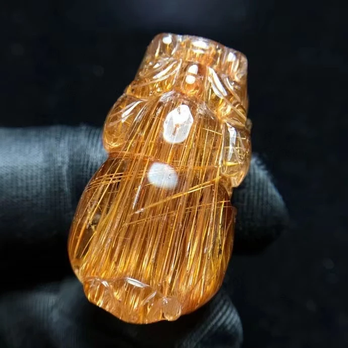

Natural Copper Rutilated Quartz Pi Xiu Pendant 34:19:14mm Jewelry Cat Eye Rutilated Quartz Women Men Brazil AAAAAAA