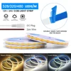 12V 24V COB LED Strip Light 320 480 528 LEDs Flex Tape High Density Linear Lighting Warm Natural White 8mm PCB 0.5m 1m 2m 5m 10m 2