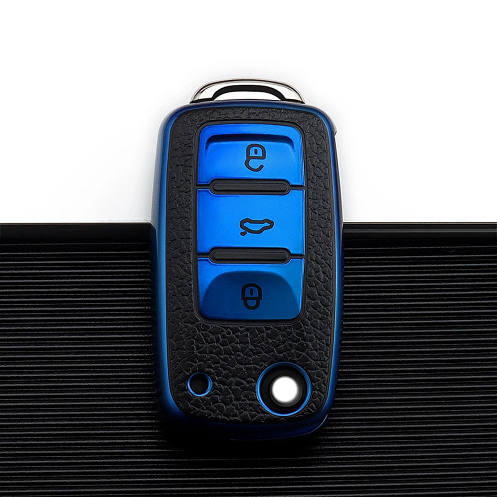 Car Key Case Leather TPU Car Key Case Keys Cover Protection Shell Bag For Volkswagen VW Polo Golf Passat Tiguan Beetle Caddy T5 Up Eos Skoda