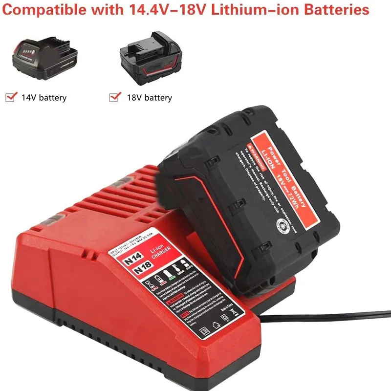 Carregador de Bateria Li-ion para Milwaukee 12 v 14.4v 18v C1418c 4811-1815 1828 1840 12 v - Image 2