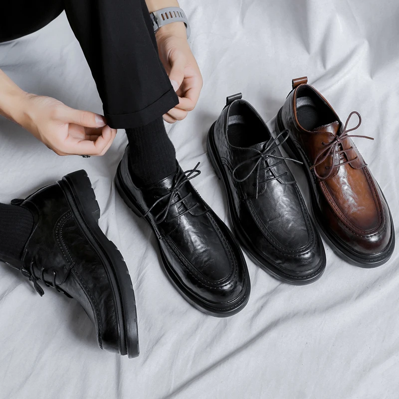Fashion Business Dress Men Shoes Formal Slip On Dress Shoes Mens Oxfords Footwear High Quality Genuine Leather For Men