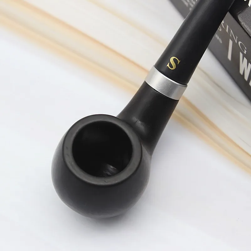 Tobacco Pipe Herb Smoking Pipe Smoking Pipe Mini Portable Smoking Pipe Black Delicate Smoking Tobacco Pipe Filter Cigarette Holder Friend Family Gift Men Necessary Supplies