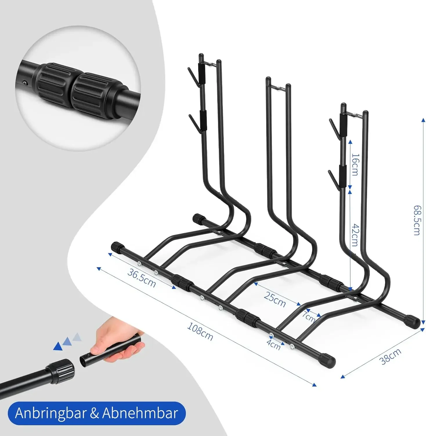 Fahrradständer für 1/2/3 Fahrräder, Parkständer für 20"-29" Mountainbikes & Rennräder, Fahrrad-Aufbewahrung für Innen- und Außenbereich, Garage
