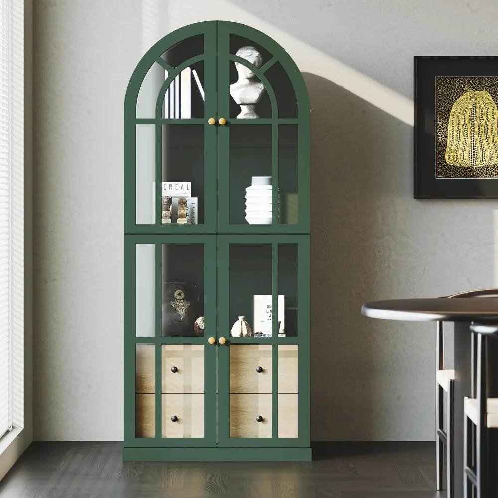 Arched Glass Door Bookcase 4