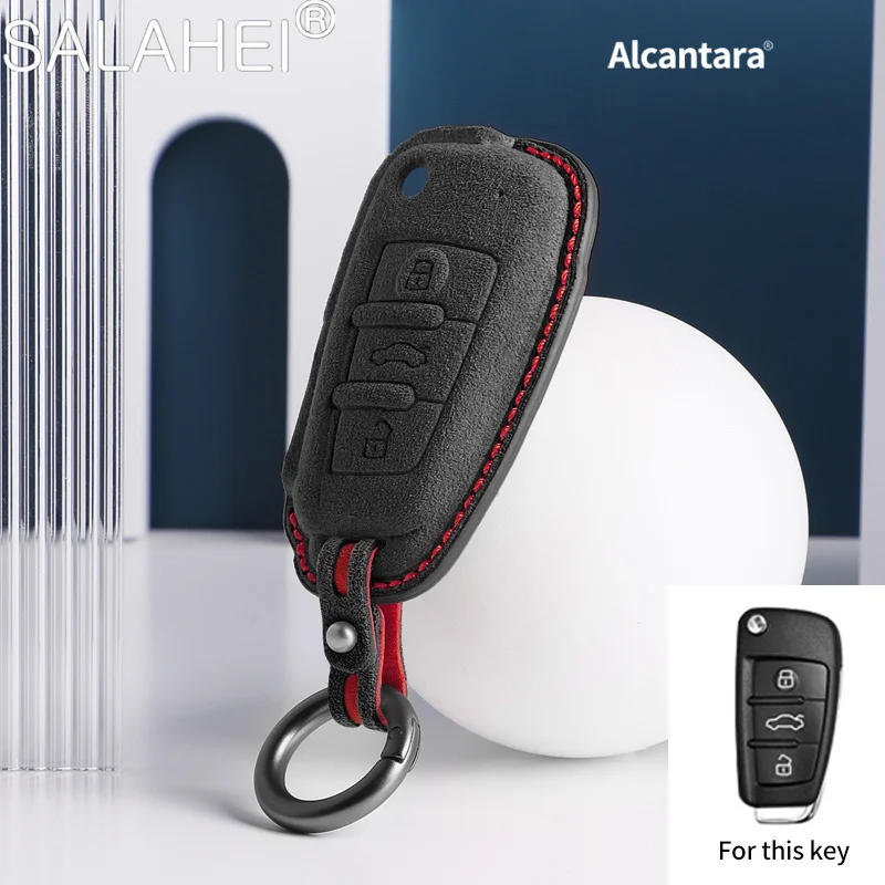 

Alcantara Car Key Case Cover Holder Shell For Audi A1 A3 8P A4 A5 A6 C7 A7 S3 S7 S8 R8 Q2 Q3 Q5 Q7 Q8 SQ5 TT RS3 RS6 Accessories