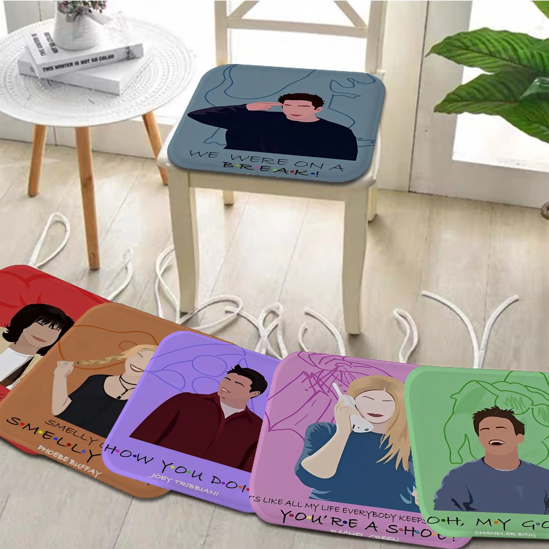 

Cartoon Marco Friends Illustrations TV Show Nordic Printing Seat Cushion Office Dining Stool Pad Sofa Mat Non-Slip Buttocks Pad
