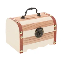 Piggy Bank Trunks for Storage Clear Banks Boys Gift Bin with Lid Coin Children Treasures Container Chest Kid Wood Souvenir 1