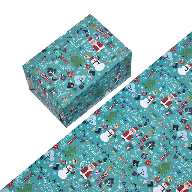 Recycled Wrapping Paper Eco friendly inks, Christmas Snowflake print dusky  teal