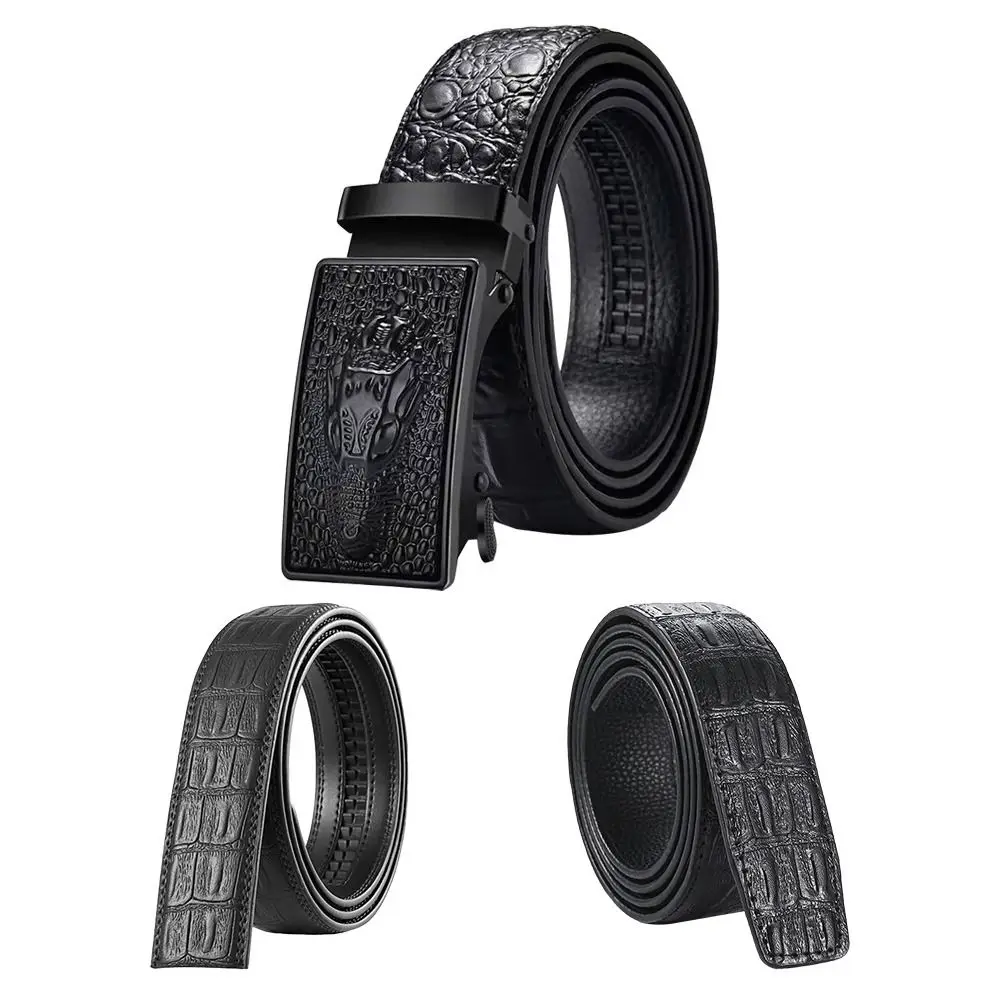 

Strong Casual Vintage Business Belts Automatic Buckle Waistband Crocodile Pattern Waist Band Leather Belt