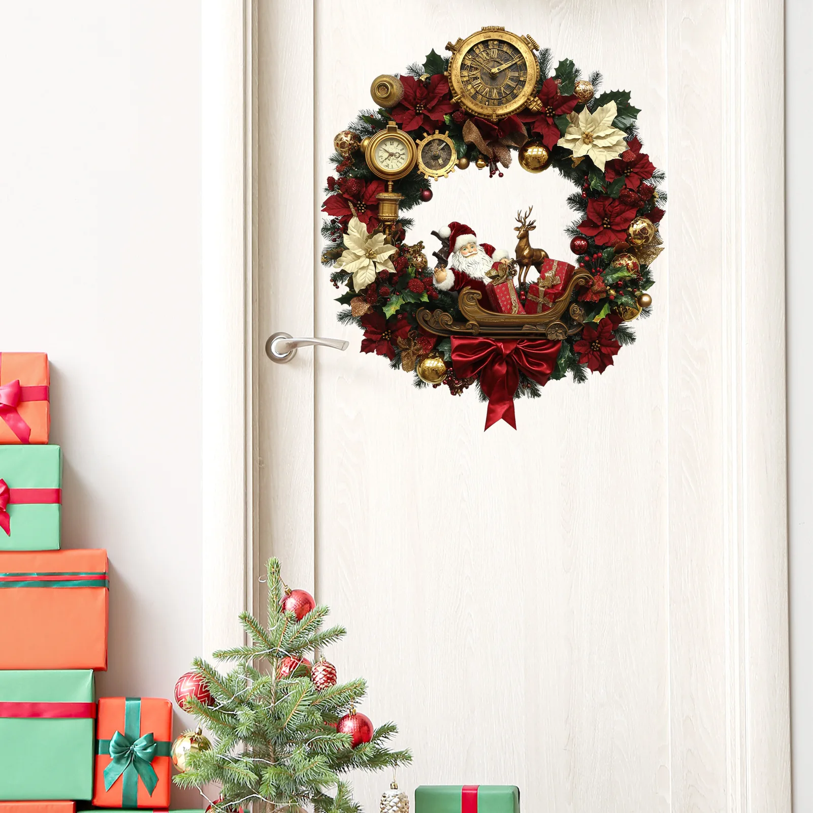 Cartoon Santa Claus 3D Stereo Garland Pendant Holiday Party Door and Window Decoration Wall Sticker for Home and Living Spaces