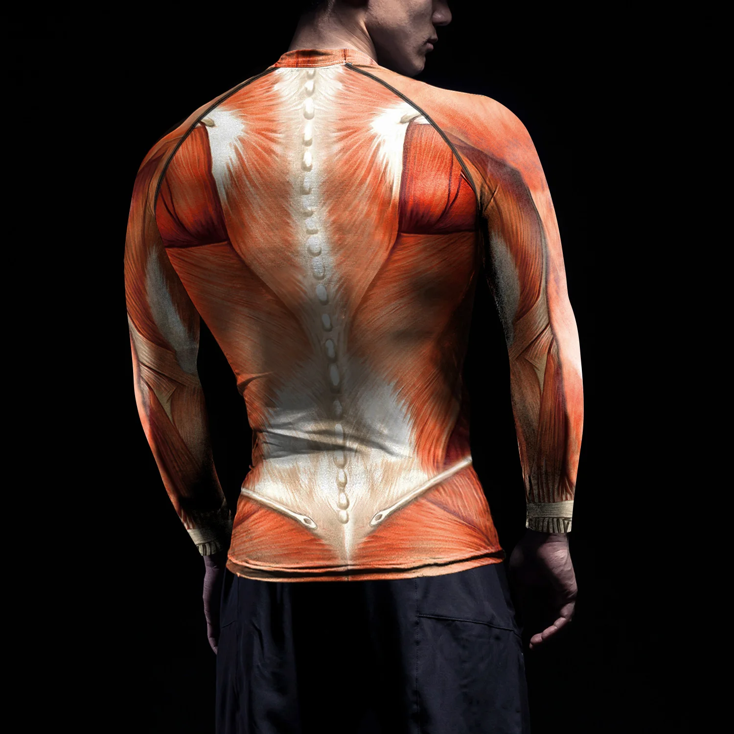 NADANBAO Rash Guards Shirts for Men Fancy Human Muscle 3D Printed Long Sleeve Workout Fitness Shirts Compression Tee Tops