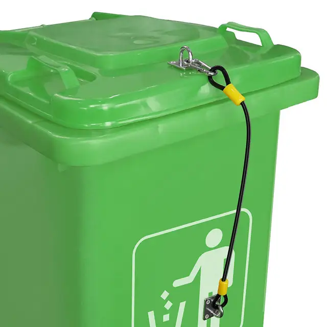 2 Packs Trash Can Lid Lock Bear Proof Lock Set Trash Bin Lid Lock with Rubber Coated Braided Wire Rope for Home Offices Garden 5