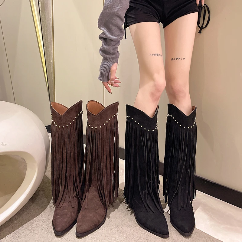 

Boots Women New 2023 Pointe Shoes Zipper Sexy Thigh High Heels High Sexy Clogs Platform Winter Footwear Pointy Ladies Rubber Med