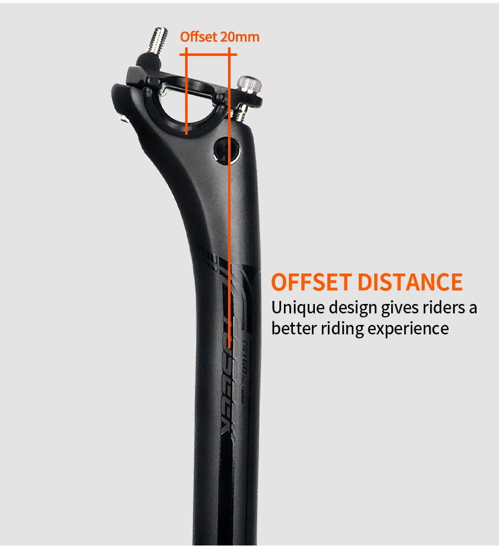 TOSEEK Carbon Sattelstütze 27,2 31,6mm Länge 400mm Mattschwarz MTB Rennrad Sattelstütze Sitzrohr Fahrrad Teile MTB Carbon Kanu – Detail 11