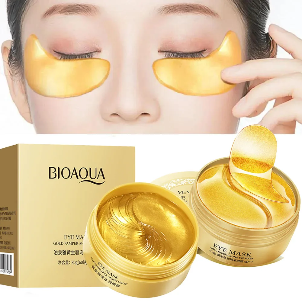 60pcs/box Gold Crystal Collagen Eye Mask Moisturizing Firming Anti Dark Circles Eyes Care Gel Masks Eye Patches Eyes Skin Care collagen eye mask eye mask patch